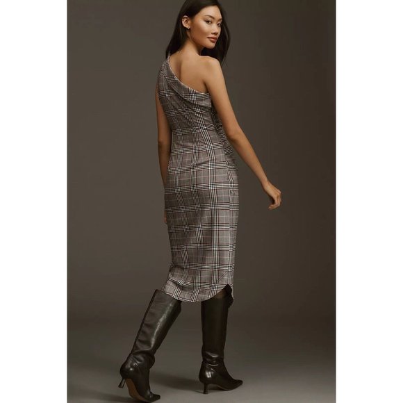 Anthropologie Maeve One-Shoulder Asymmetrical Slim Midi Dress Womens Sz 2 Black - Picture 3 of 13